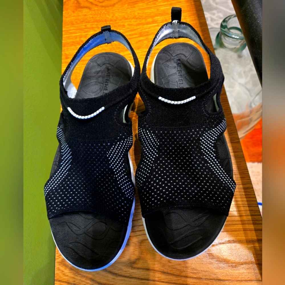 Merrell Black and White Slip-On Sandals